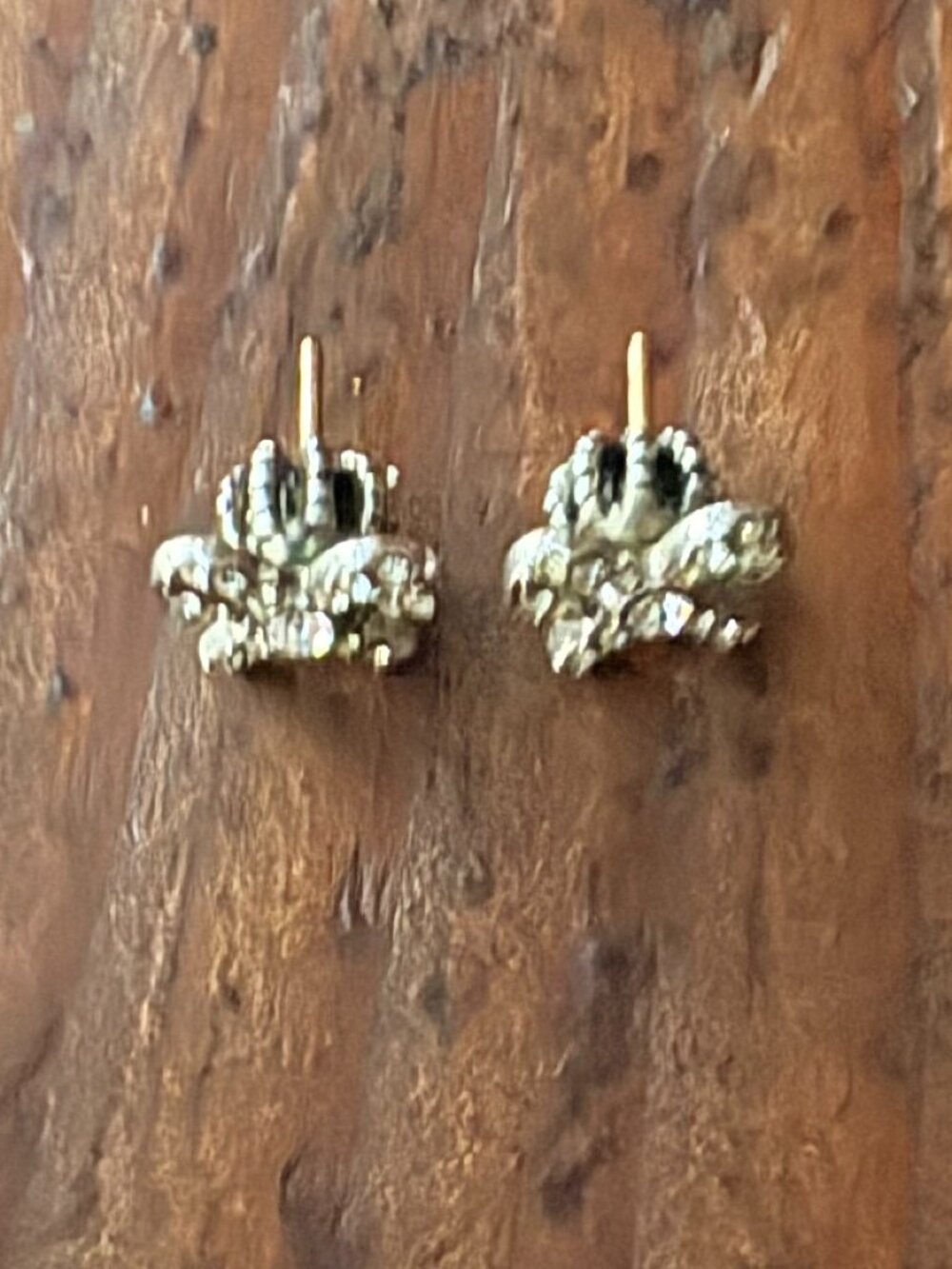 Vintage Juicy Couture Y2K Rhinestone Bow Stud Earrings Silver Tone